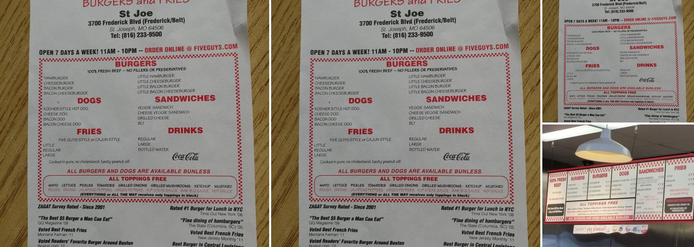 Five Guys Menu