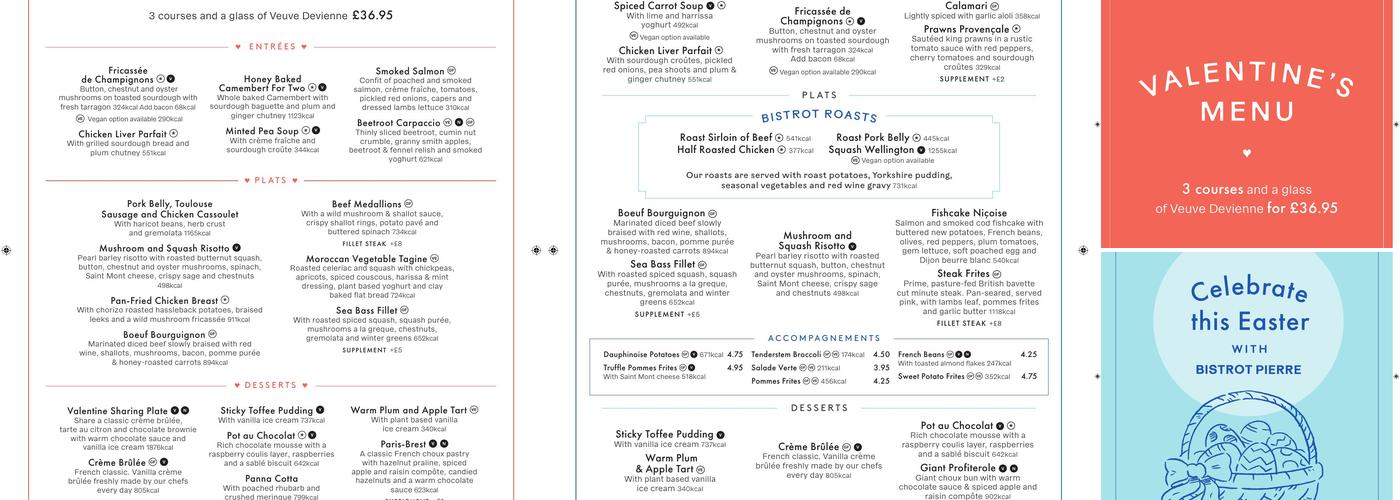 Bistrot Pierre Menu
