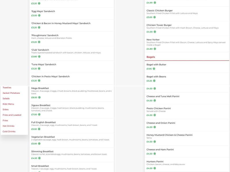 Jigsaw Sandwich Bar Menu