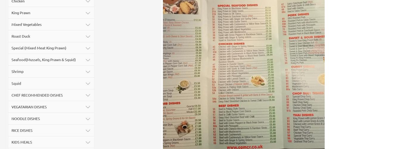 Oriental Pearl Menu