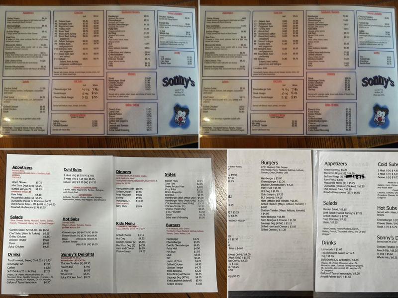 Sonny's of Mcbee Menu