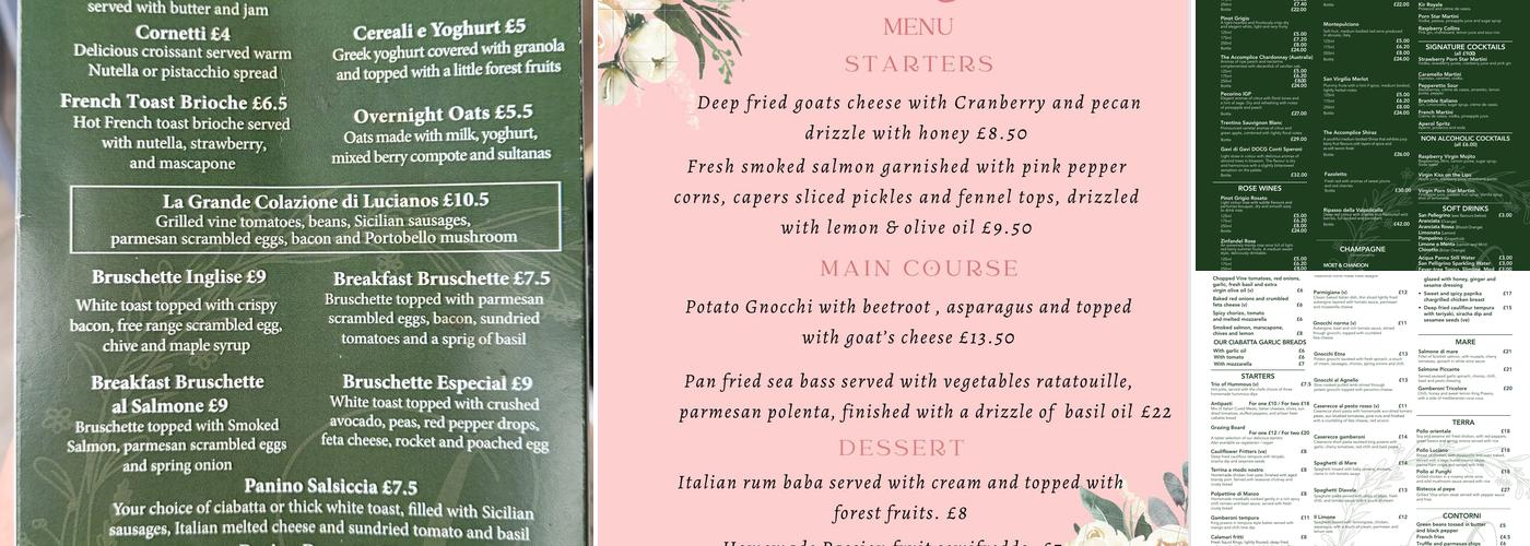 Luciano's at Middlebrook Menu