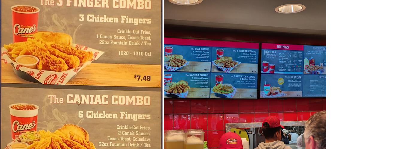 Raising Cane's Chicken Fingers Menu