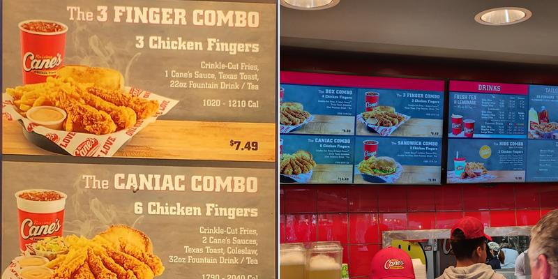 Raising Cane's Chicken Fingers Menu