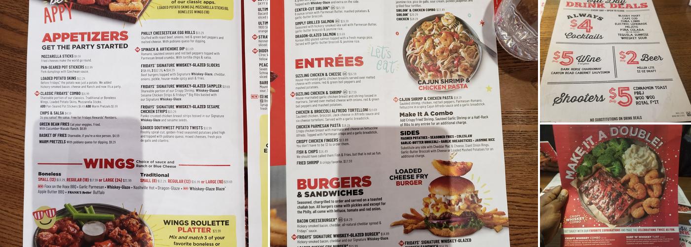 TGI Fridays Menu