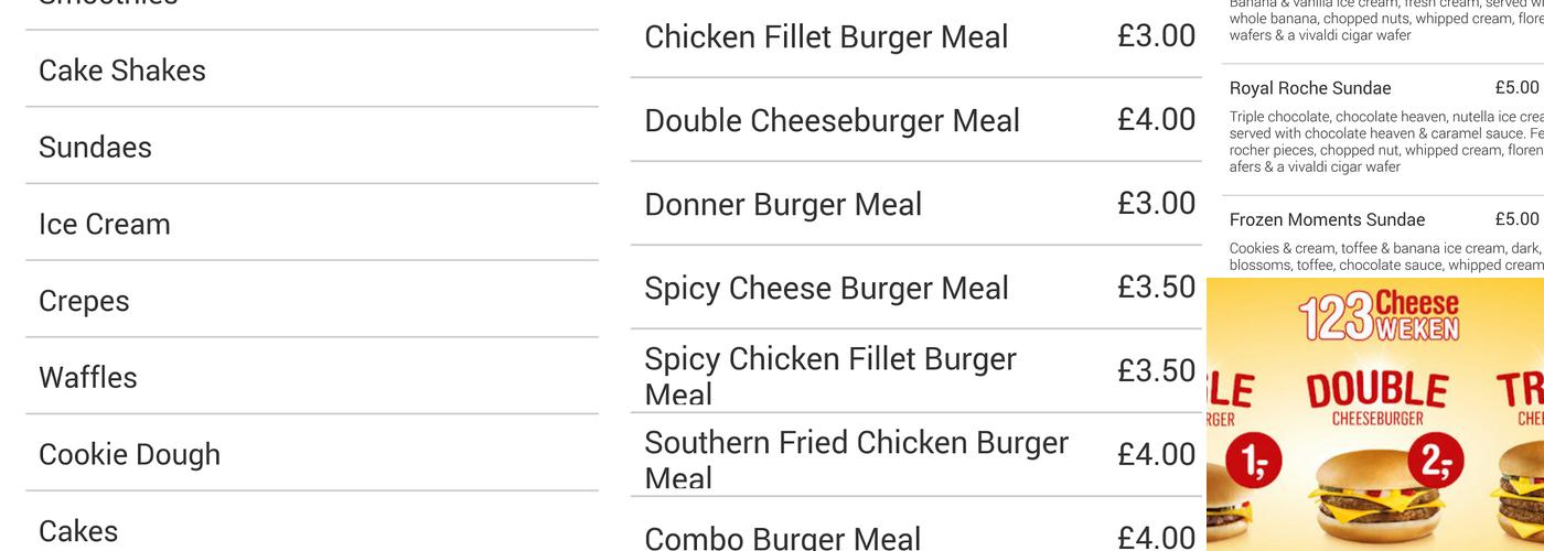 Snowflakes Dessert Bar Rochdale Menu