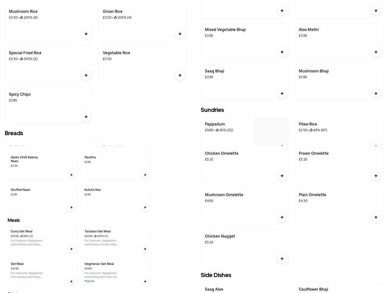 Kismet, Stockport Menu