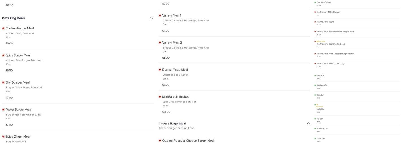 Pizza King Menu