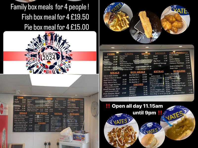 Yates Fish and Chips Menu