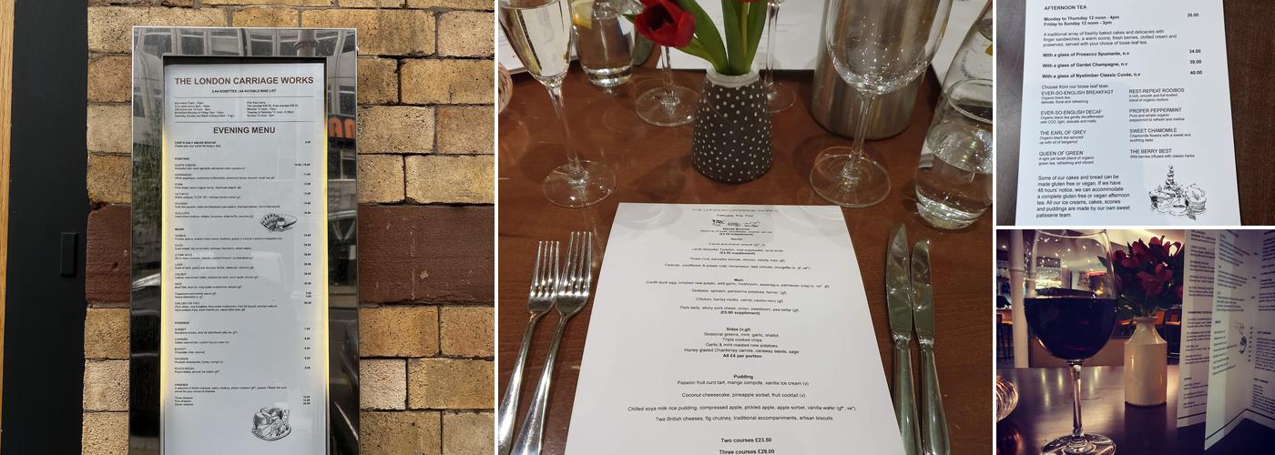 The London Carriage Works Menu