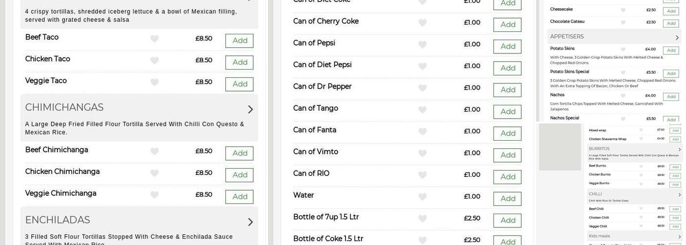 King Taco Dovecot Menu