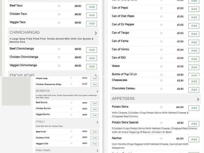 King Taco Dovecot Menu