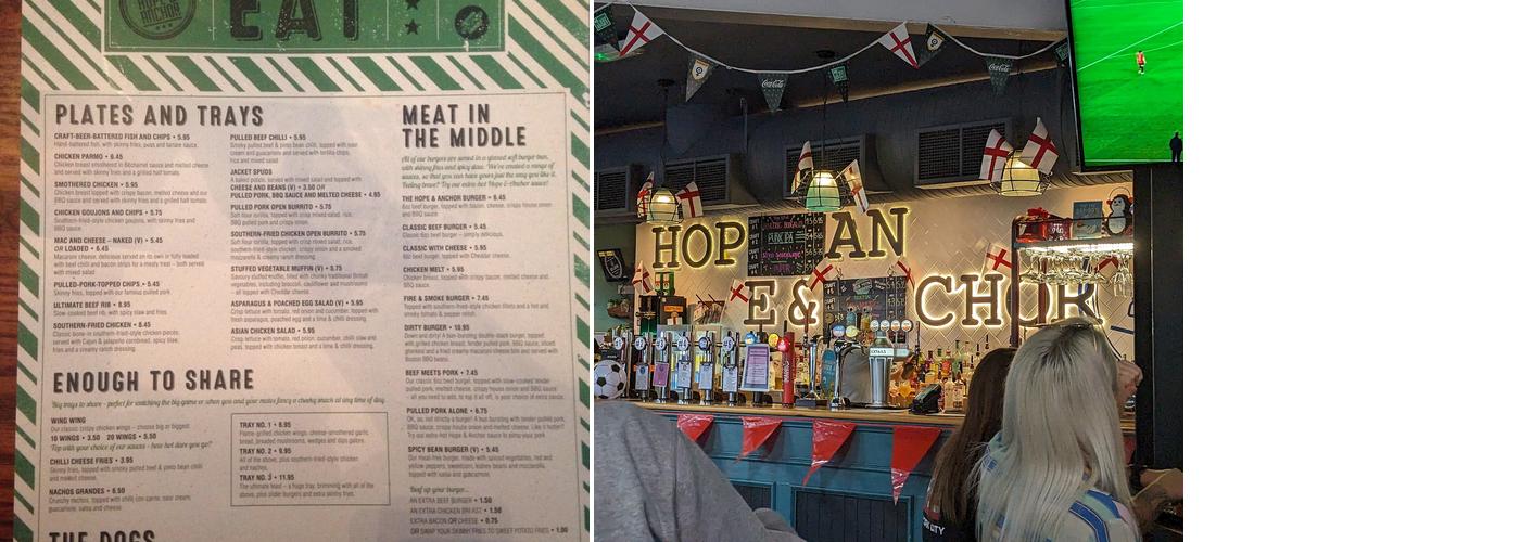 The Hope & Anchor Menu