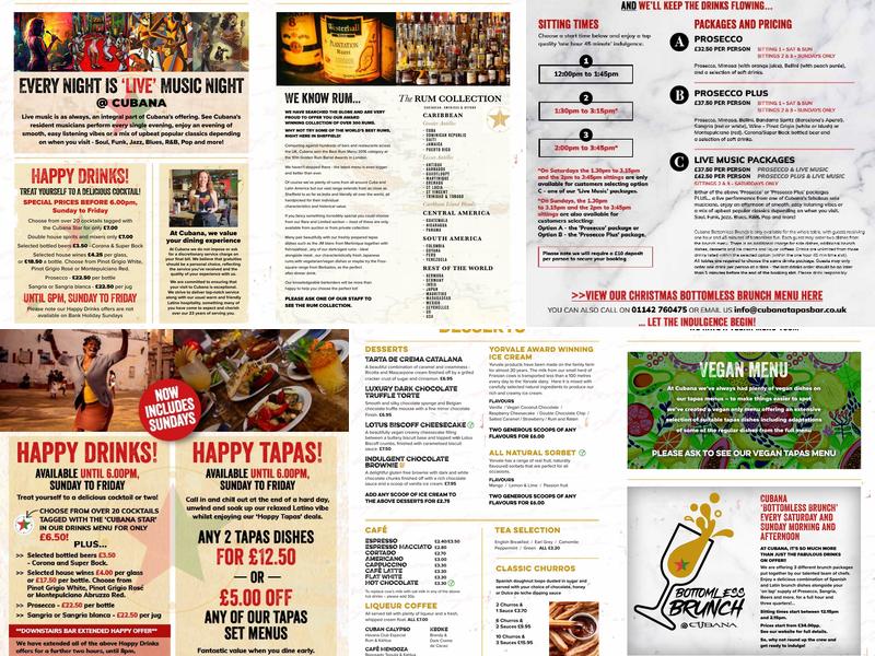 Cubana Tapas Bar Menu