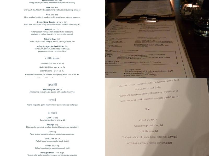Silversmiths Menu