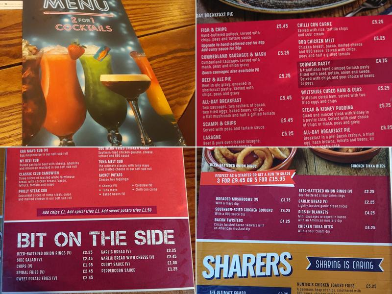 Yates - Sheffield Menu