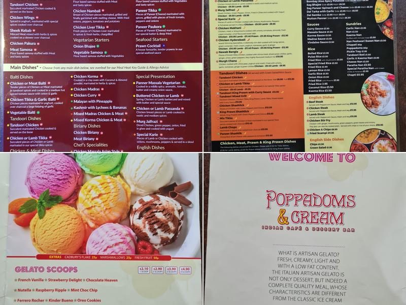 Poppadoms & Cream Menu