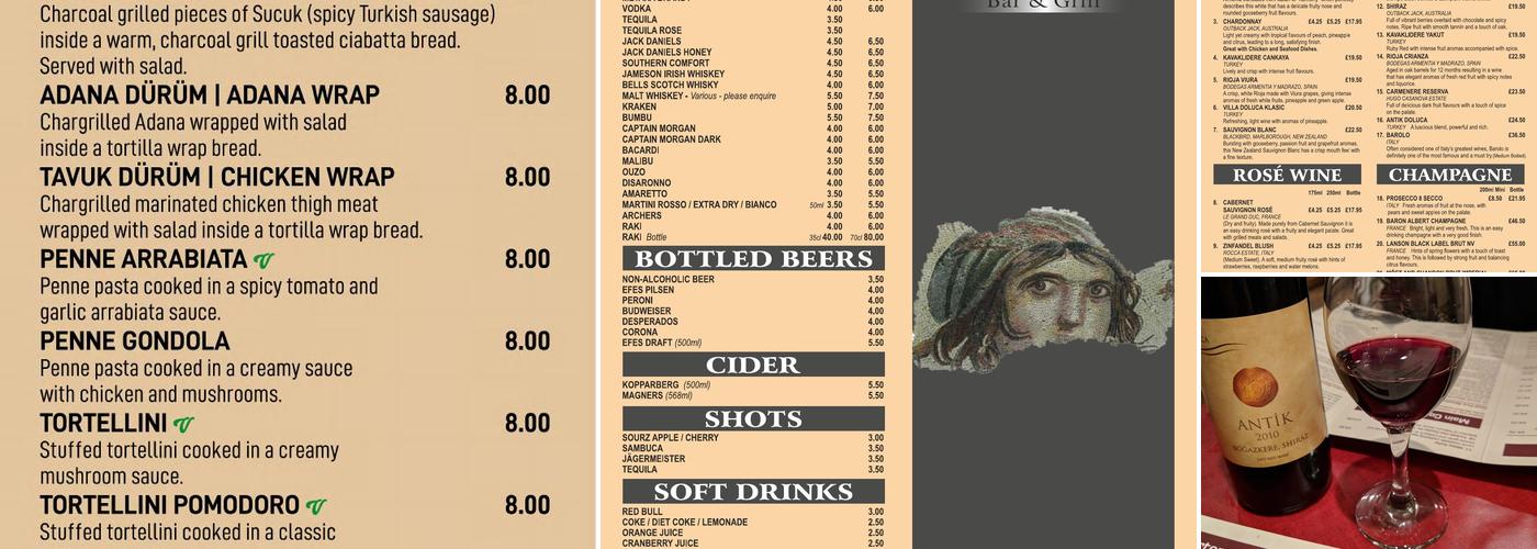 Turkuaz Bar & Grill Menu