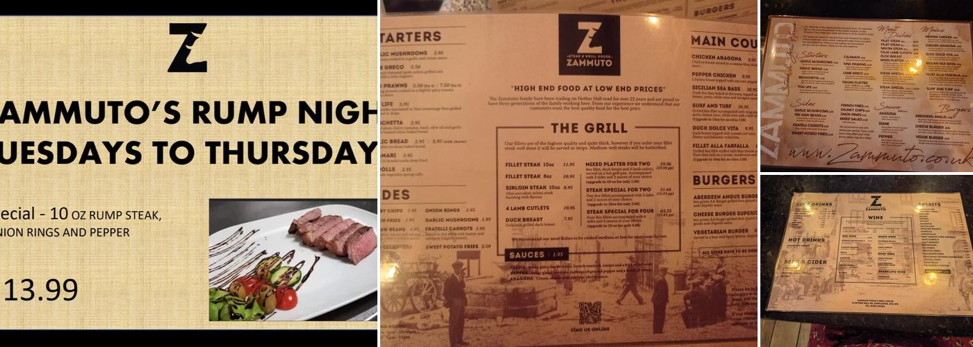 Zammuto Steak and Grill House Menu