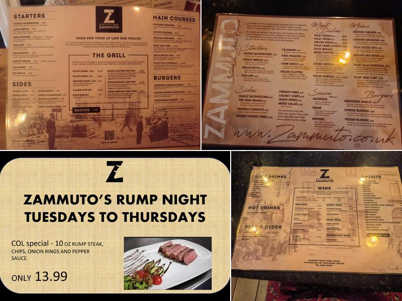 Zammuto Steak and Grill House Menu
