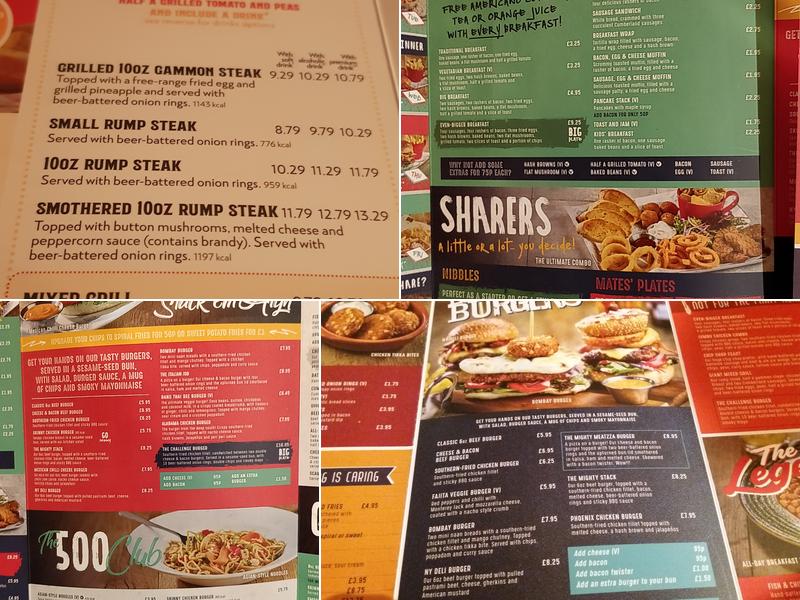 Yates - Doncaster Menu