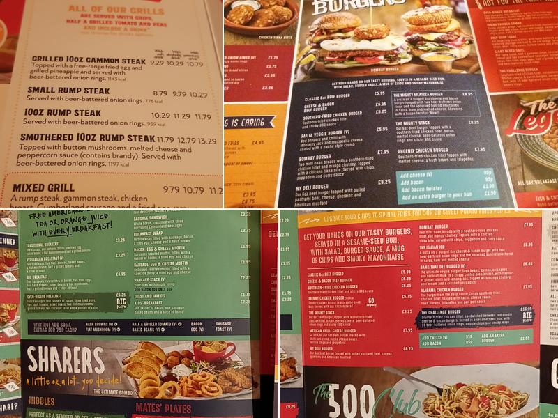 Yates - Doncaster Menu