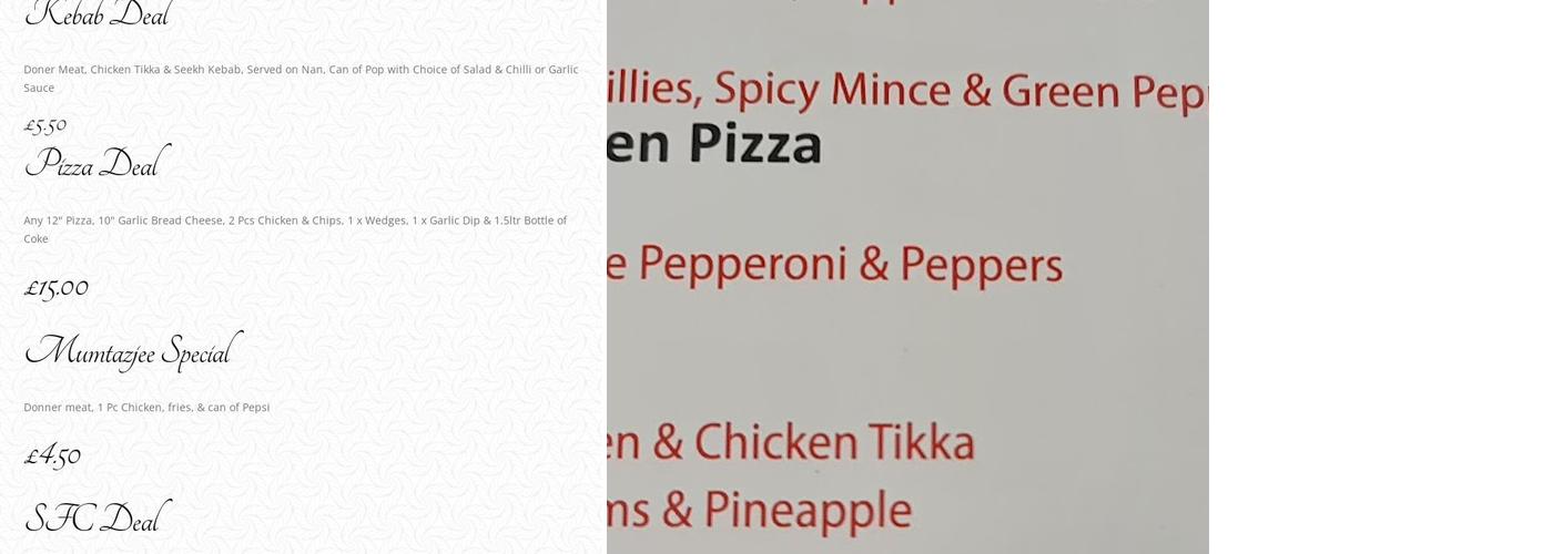 Mumtazjee Food Outlet Menu