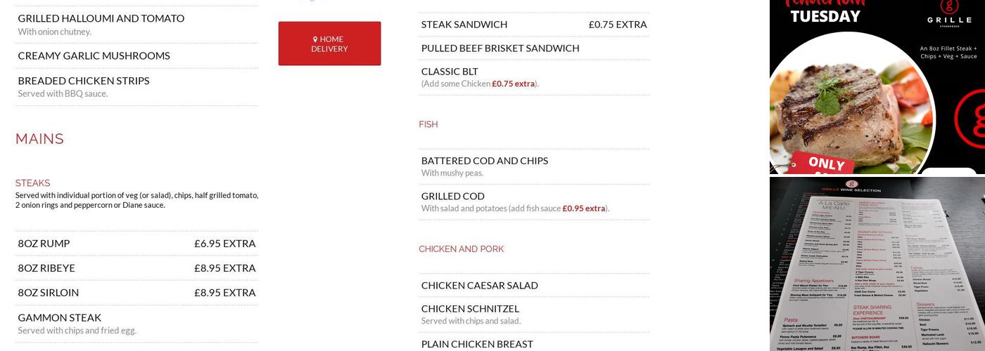 Grille Steakhouse Menu