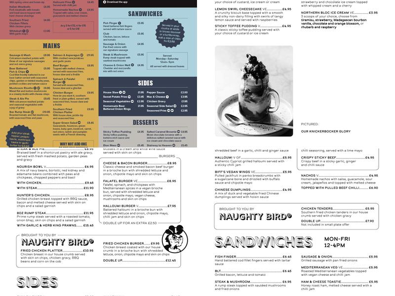 White Bear Menu