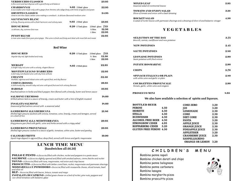 Rico's Restaurant Menu