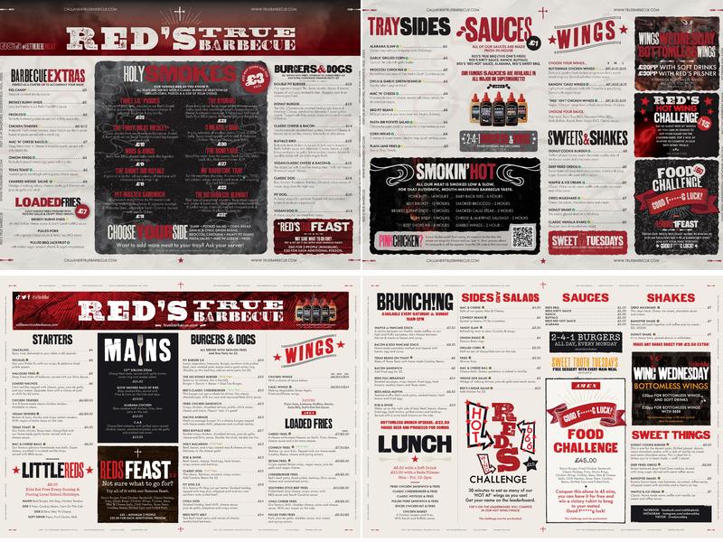 Red's True Barbecue Menu