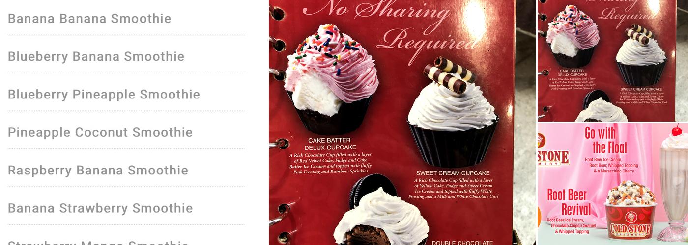 Cold Stone Creamery Menu