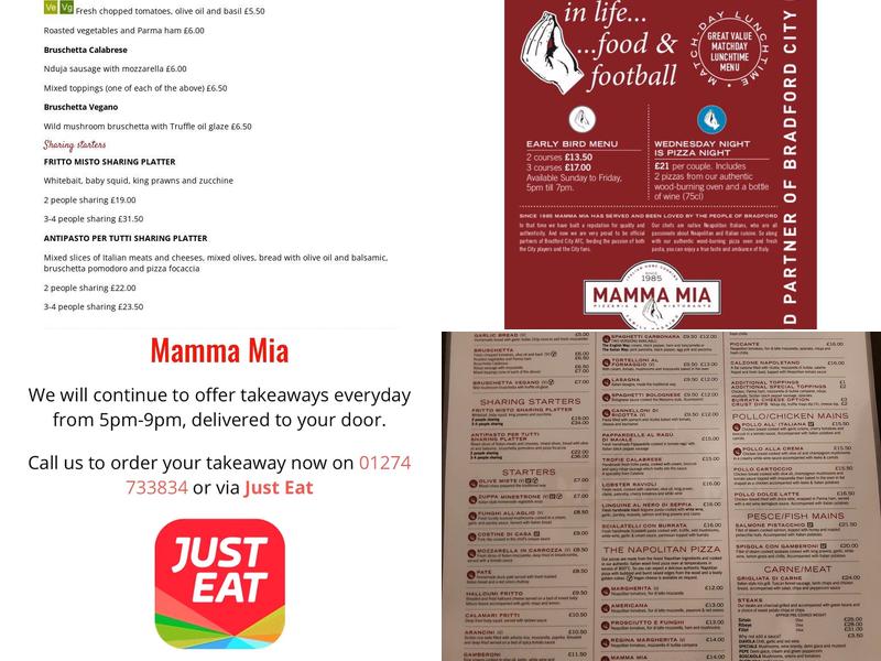 Mamma Mia Menu