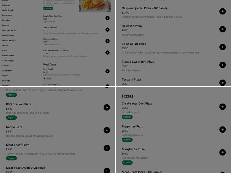 Caspian Pizza Bradford Ltd Menu