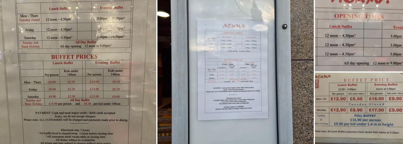 Azuma Buffet & Restaurant Menu