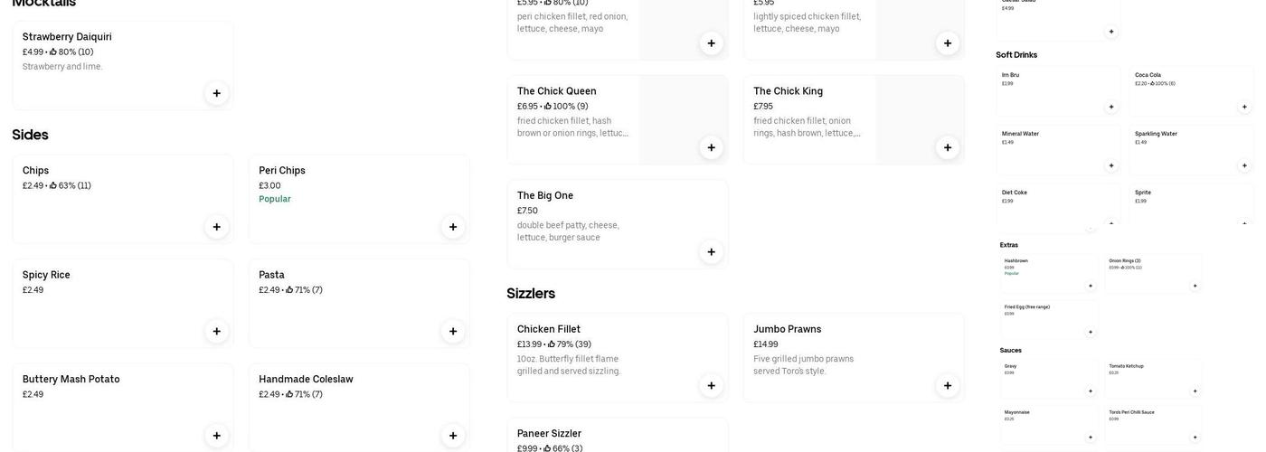 Toro's Steakhouse Bradford Menu