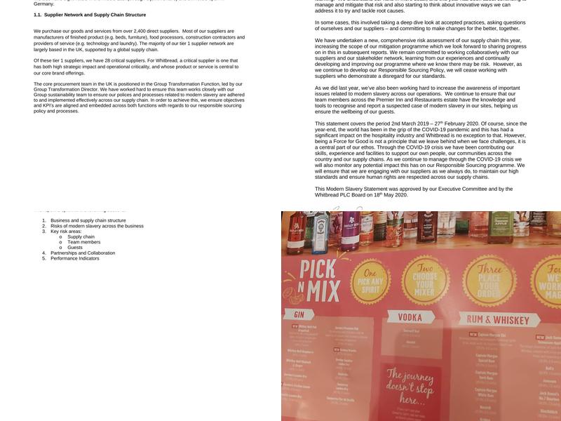 Premier Inn Huddersfield Central hotel Menu