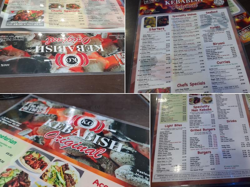 Kebabish Original Huddersfield Menu