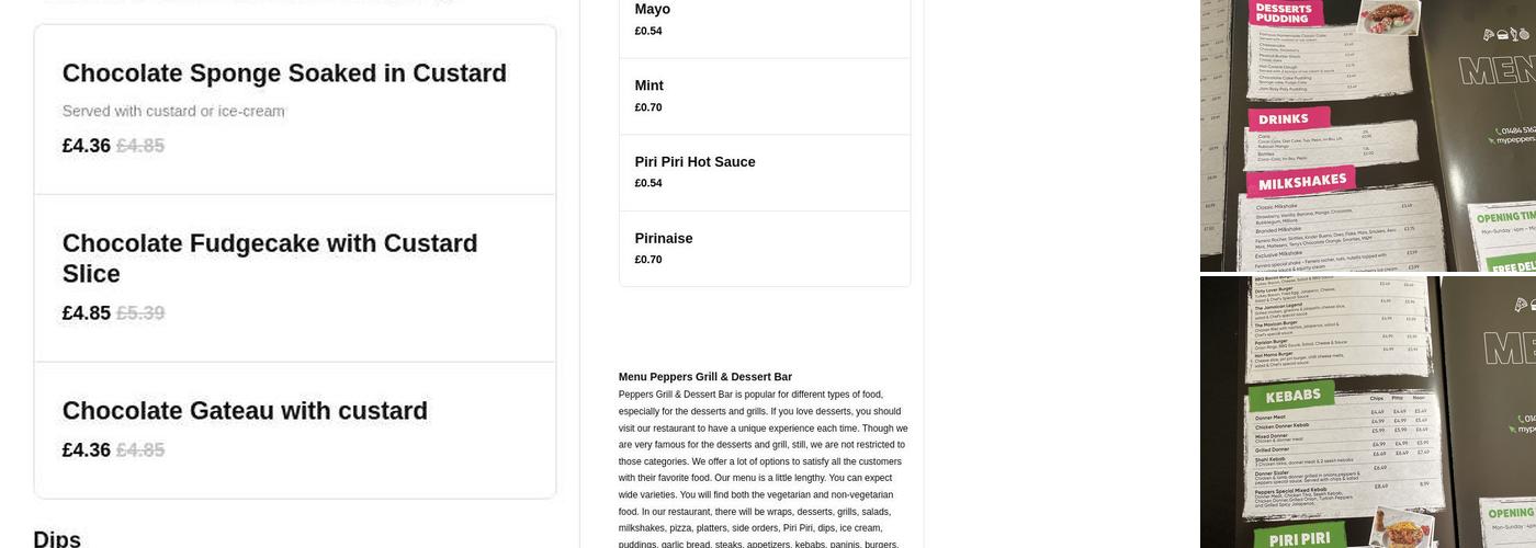 Peppers Grill & Pizza Bar Menu