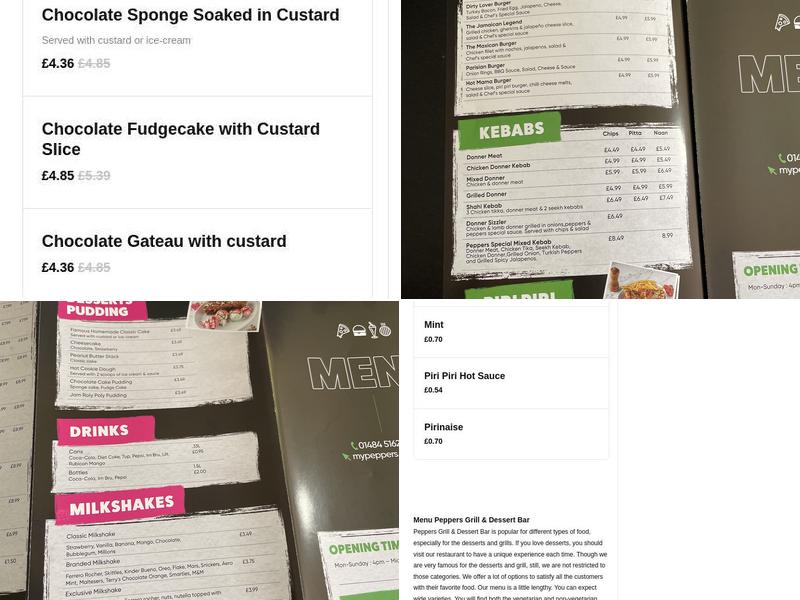 Peppers Grill & Pizza Bar Menu