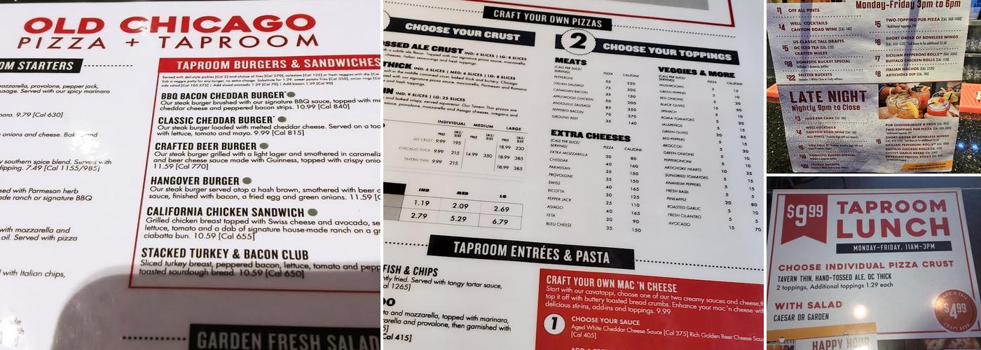 Old Chicago Pizza + Taproom Menu