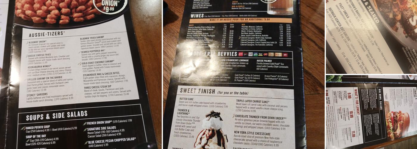Outback Steakhouse Menu