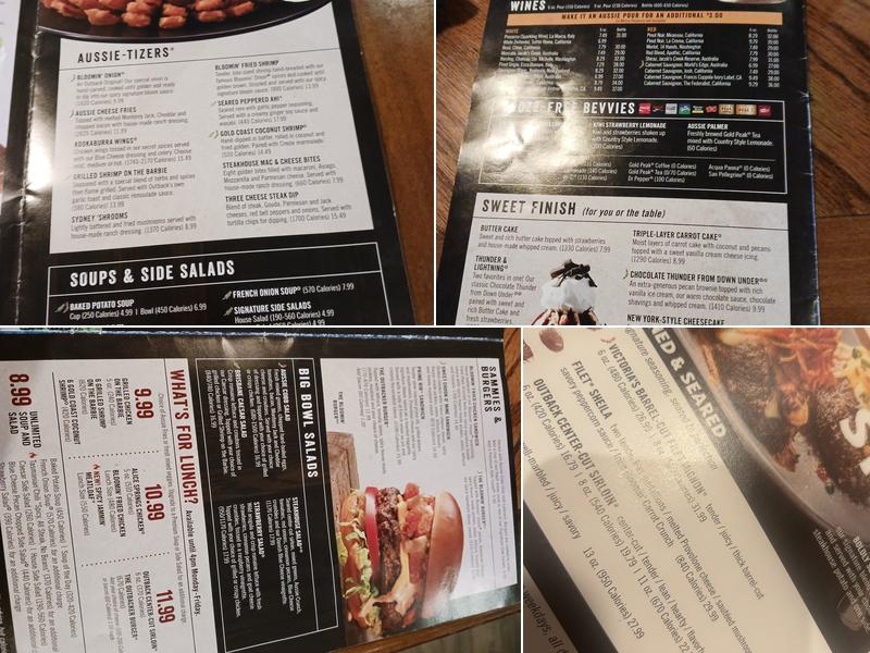 Outback Steakhouse Menu