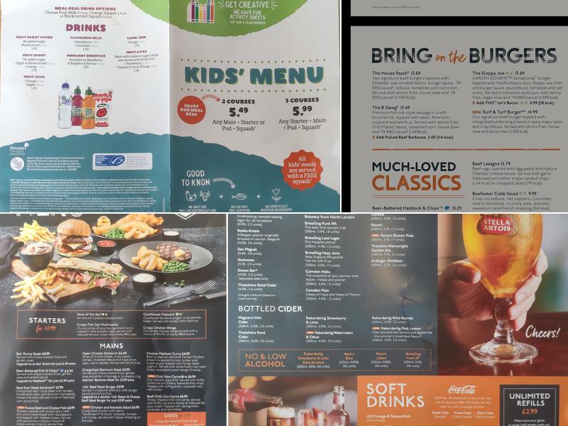 Birmingham South Beefeater Menu