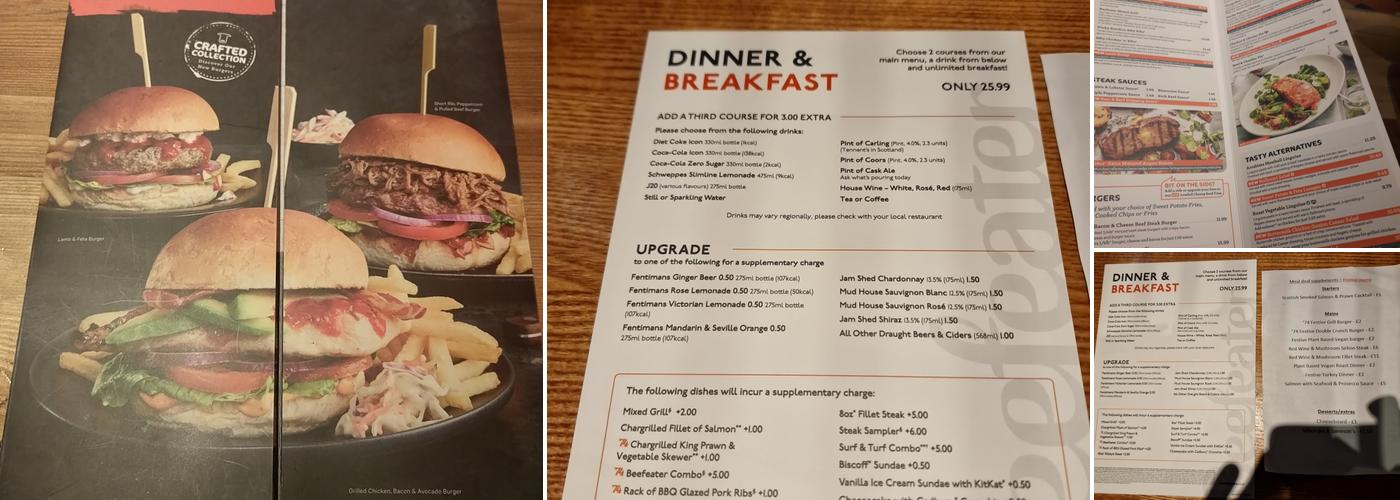 Moseley Park Beefeater Menu