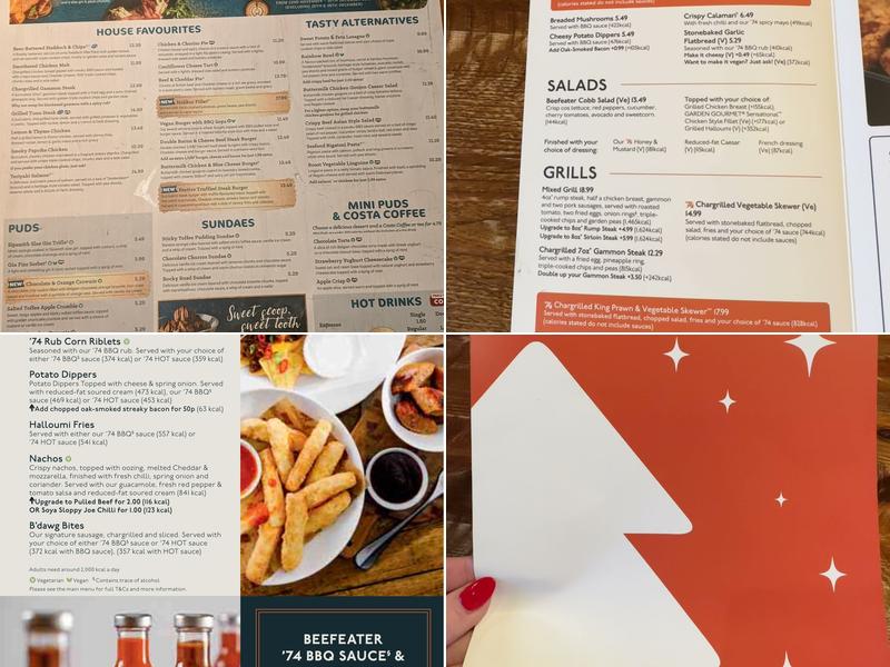 The Longford Inn Beefeater Menu