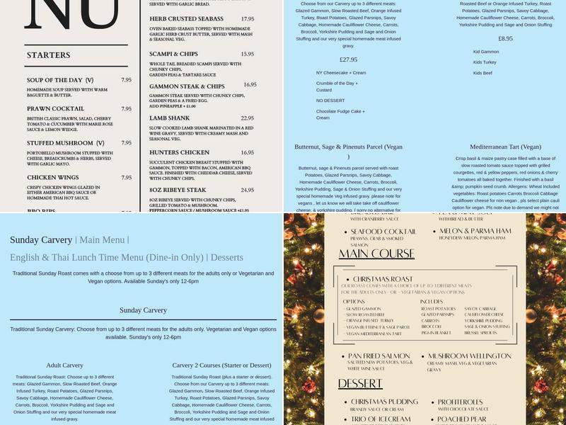 Three Horseshoes Wixford Menu