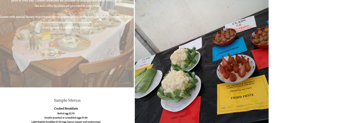 The Moats Bed and Breakfast Menu