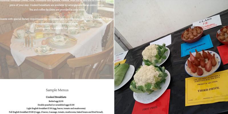 The Moats Bed and Breakfast Menu