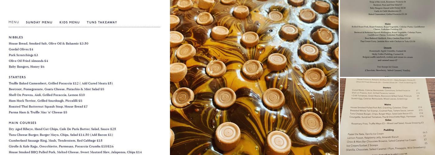 The Three Tuns, Great Bedwyn Menu